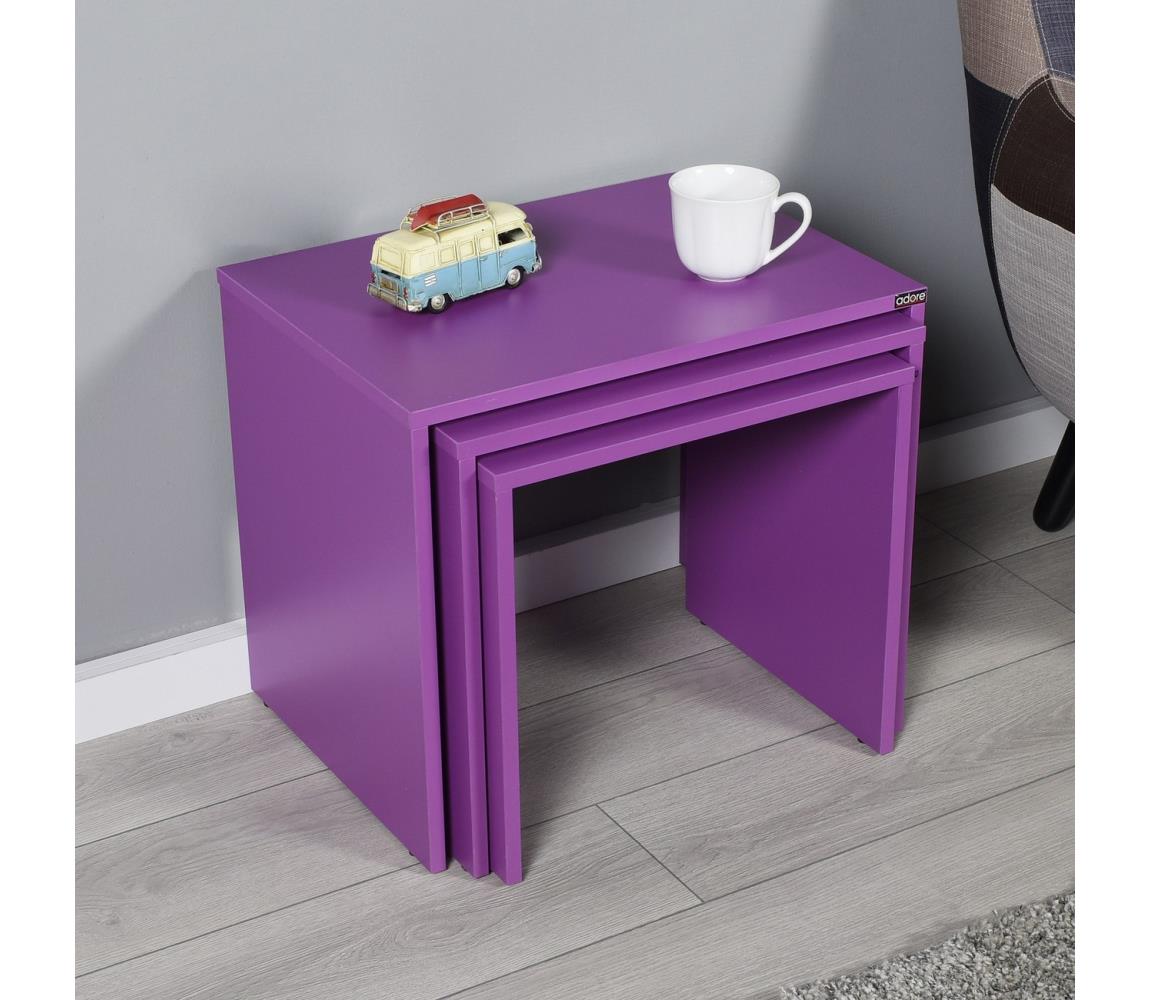 Adore Furniture KÉSZLET 3x Kávésasztal lila 