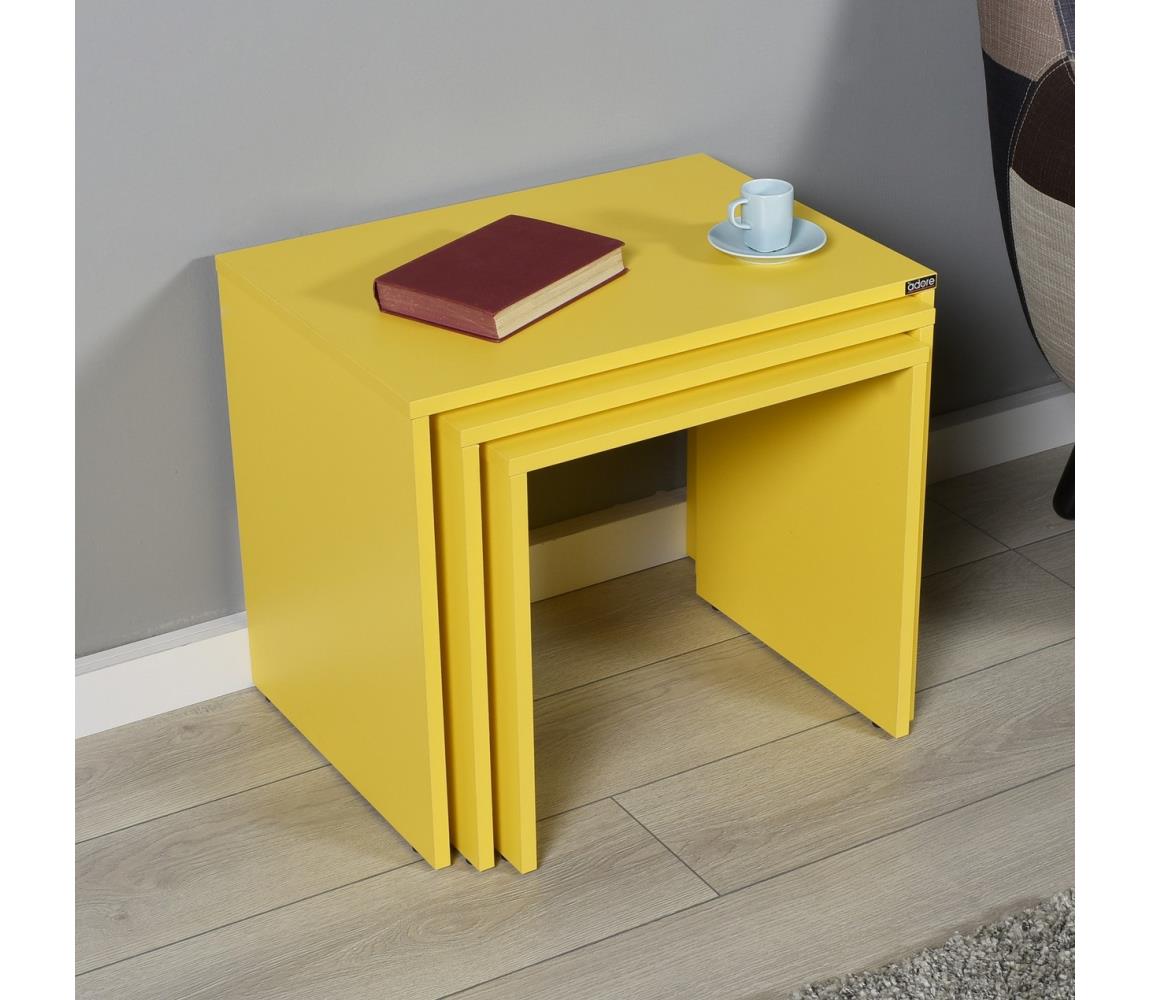 Adore Furniture KÉSZLET 3x Kávésasztal sárga 
