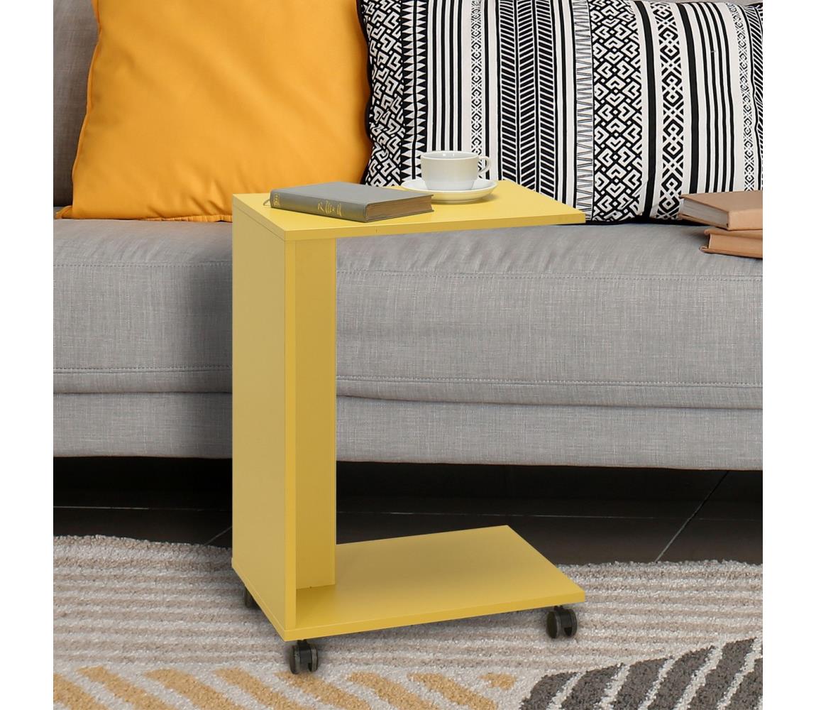 Adore Furniture Kisasztal 65x35 cm sárga 