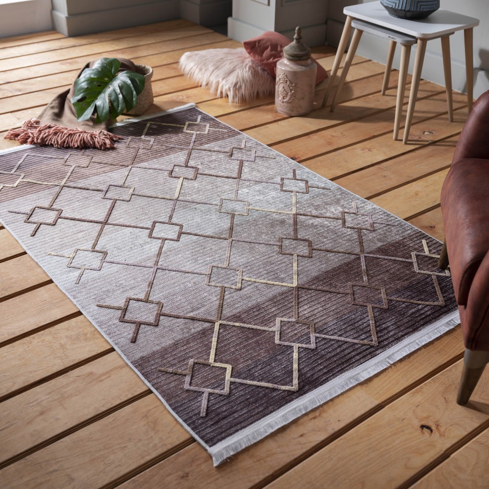 Barna mintás szőnyeg Skandináv stílusban Szélesség: 120 cm | Hossz: 180 cm