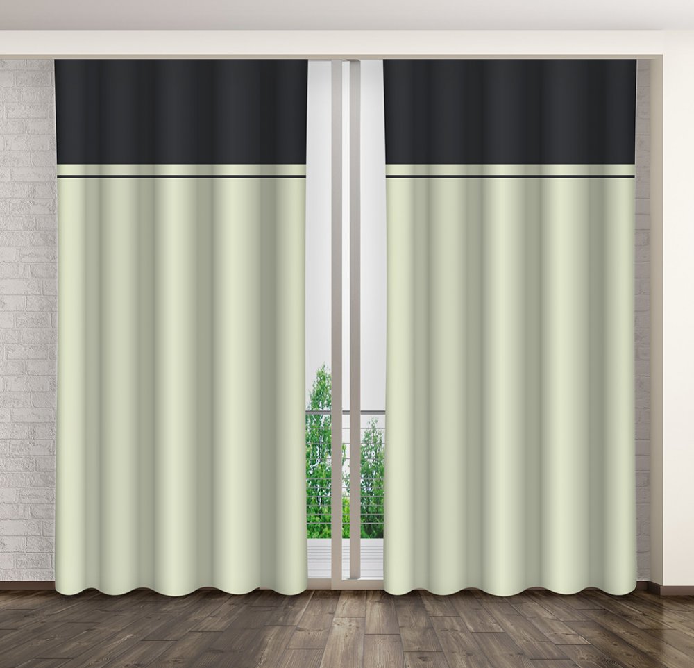 Bézs kétszínű dekoratív hálószobai függöny Hossz: 270 cm