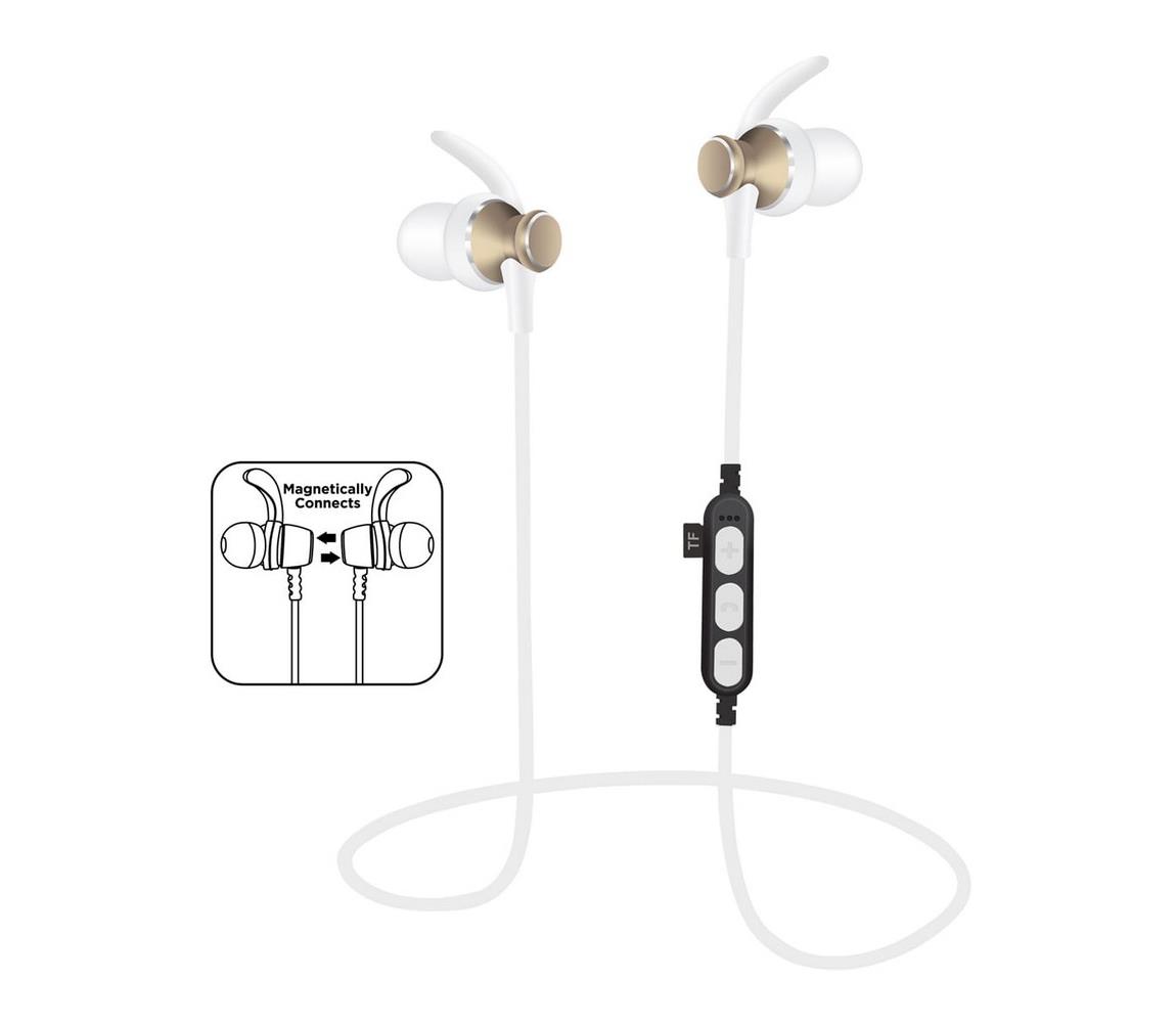  Bluetooth fülhallgató mikrofonnal és MicroSD lejátszóval fehér/arany 