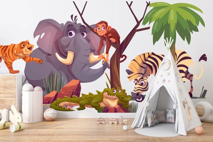Falmatrica gyerekeknek animált állatok Madagaszkár 150 x 300 cm