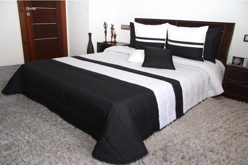 Fekete-fehér ágytakaró ketteságyra Szélesség: 240 cm | Hossz: 240 cm