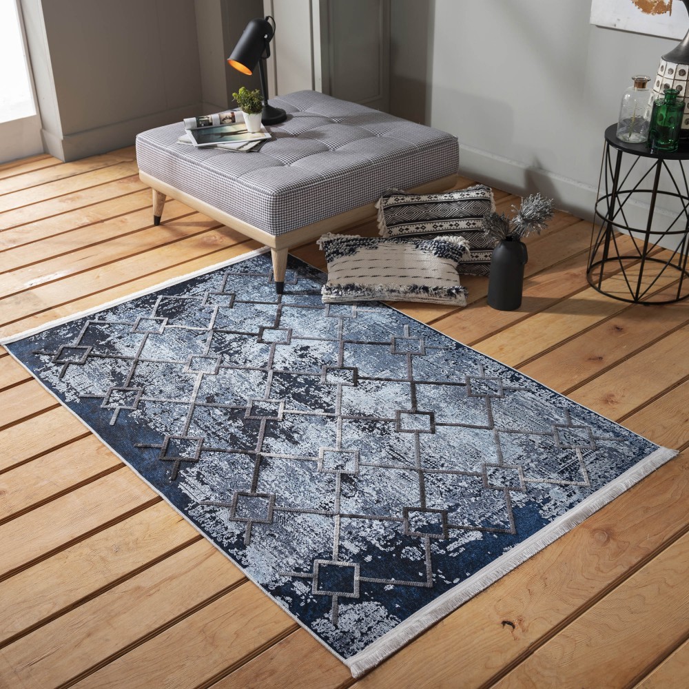 Fenomenális kék mintás szőnyeg Skandináv stílusban Szélesség: 120 cm | Hossz: 180 cm