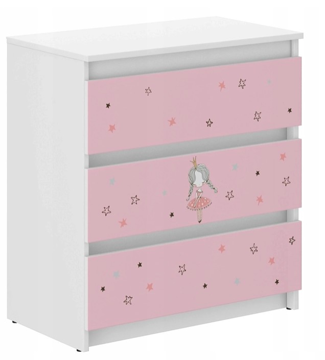 Fiókos szekrény gyerekszobába rózsaszín balerinával 76x40x70 cm