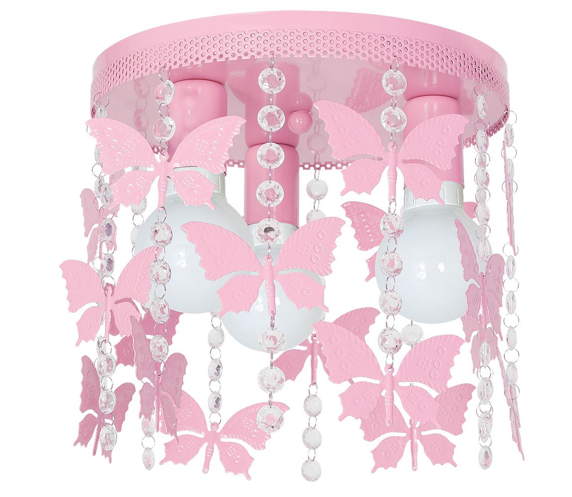  Gyerek mennyezeti lámpa ELZA butterflies 3xE27/60W/230V rózsaszín 