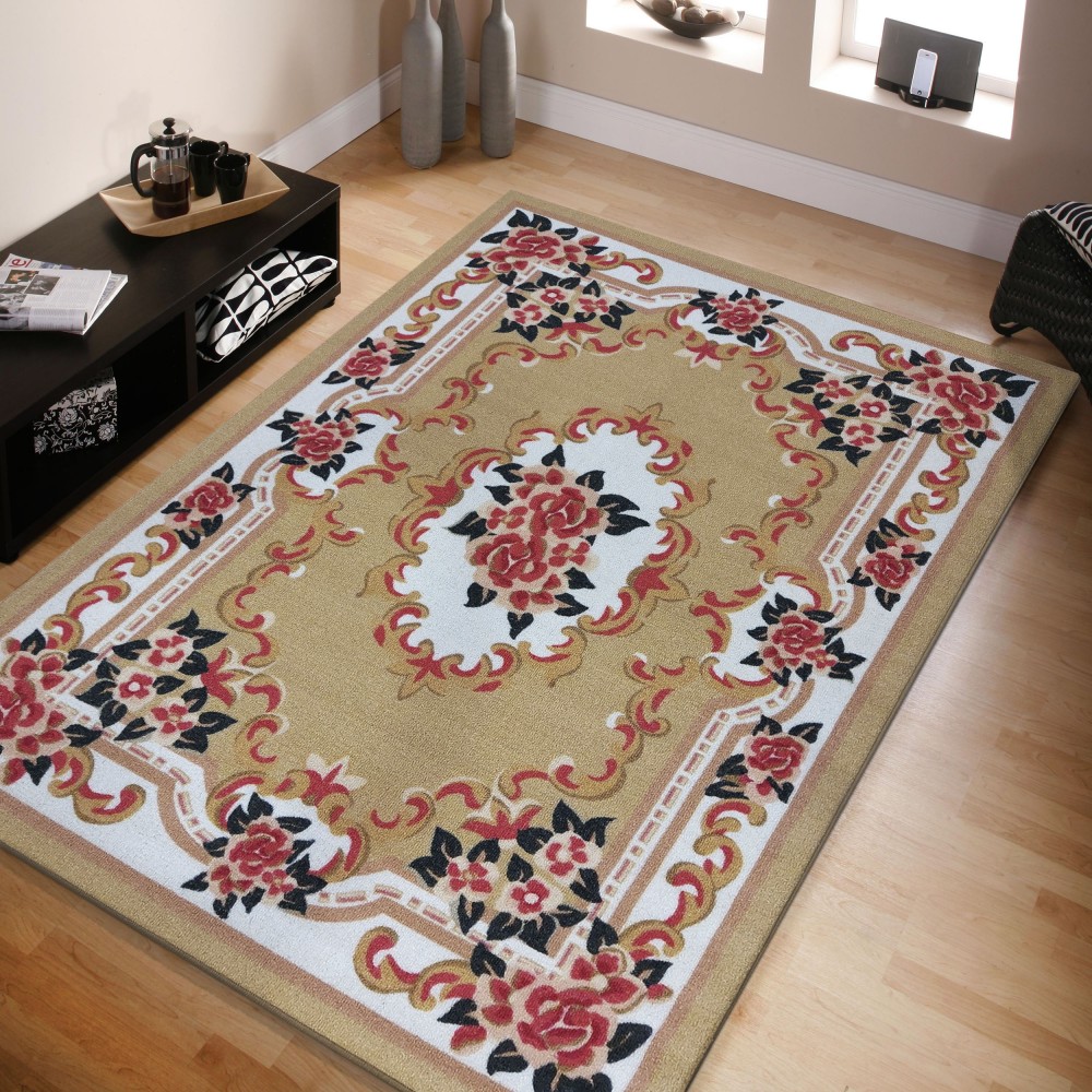 Gyönyörű világosbarna szőnyeg virágmintával Szélesség: 120 cm | Hossz: 170 cm