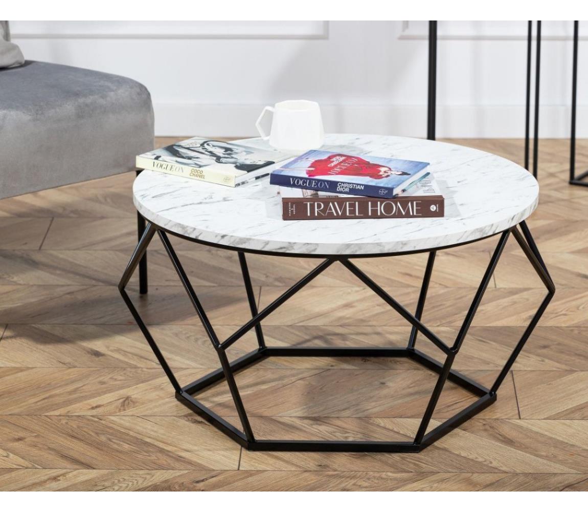 HowHomely Kávésasztal MARMUR 40x70 cm fekete/fehér 