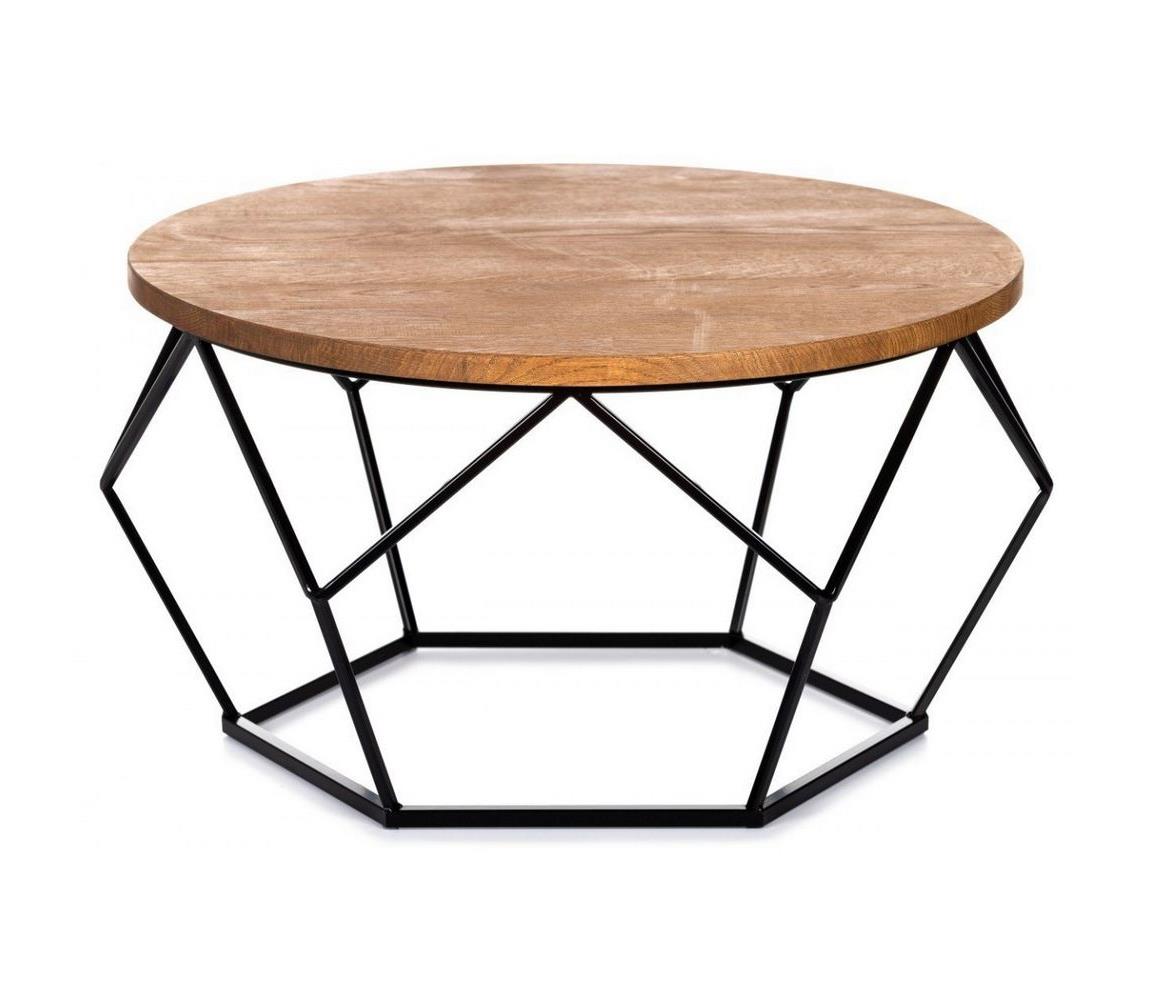 HowHomely Kávésasztal OAKLOFT 40x70 cm fekete/tölgy 