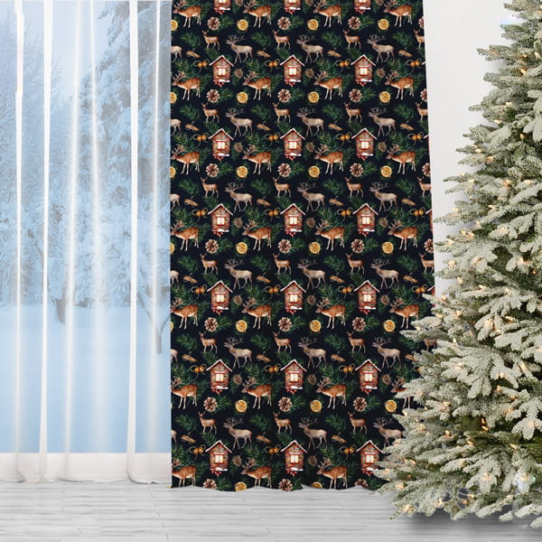 Karácsonyi sötétítő függöny Rénszarvas 150 x 240 cm