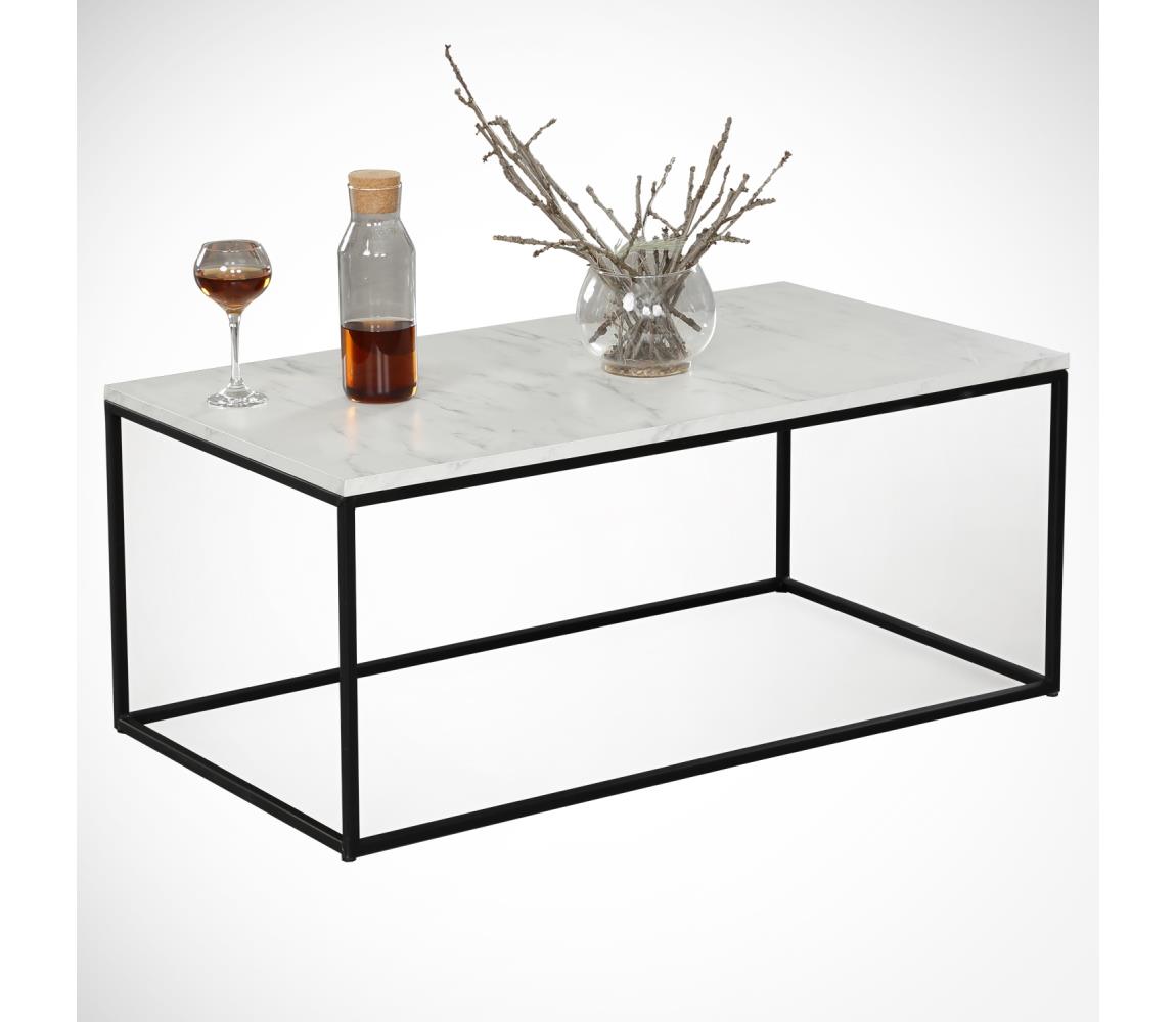 Kávésasztal MARMO 43x95 cm fekete/fehér 