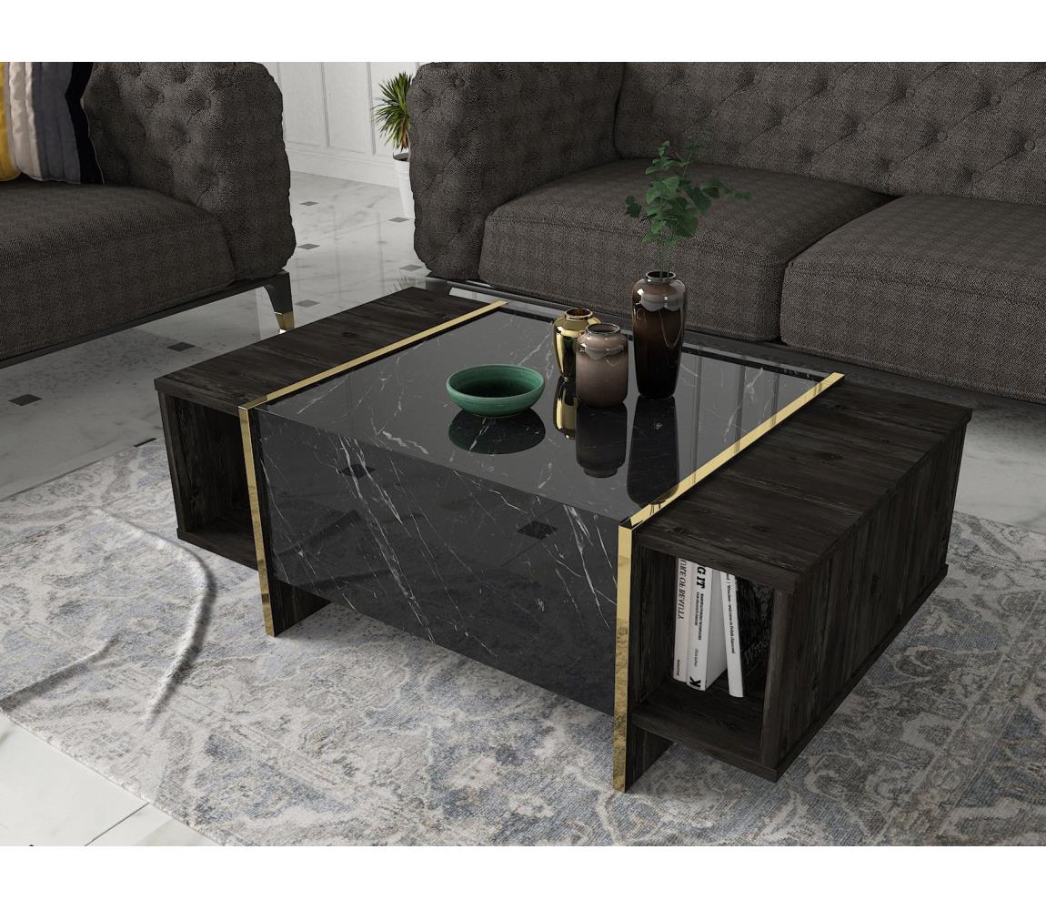  Kávésasztal VEYRON 37,3x103,8 cm fekete/arany 
