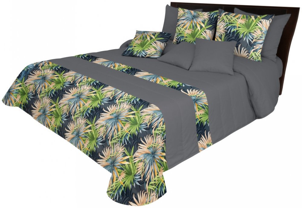 Kétoldalas ágytakaró szürke színben egzotikus virágokkal Szélesség: 240 cm | Hossz: 240 cm