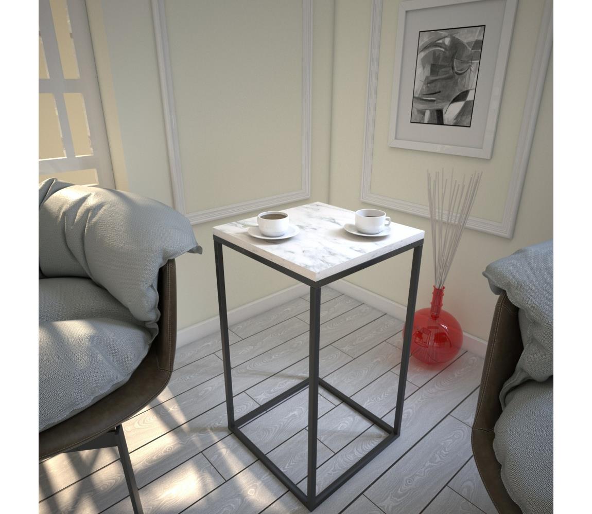  Kisasztal PURE 62x35 cm fehér/fekete 