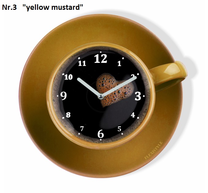 Konyhai óra kávés csésze formájú Sárga