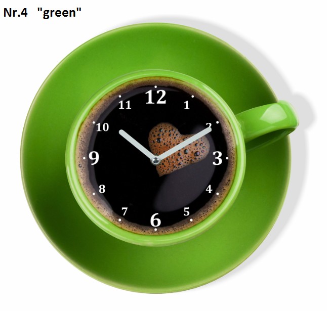 Konyhai óra kávés csésze formájú Zöld