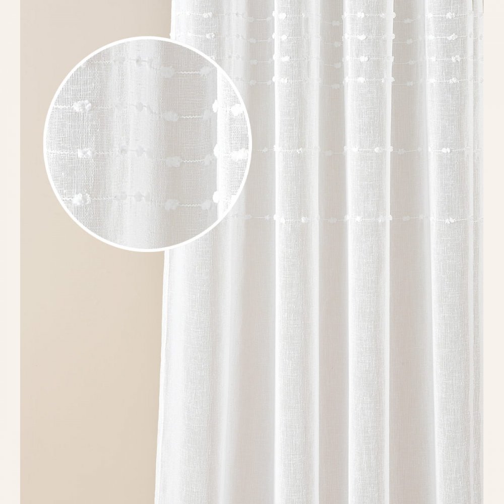 Marisa Minőségi fehér függöny fémkarikákkal 140 x 260 cm