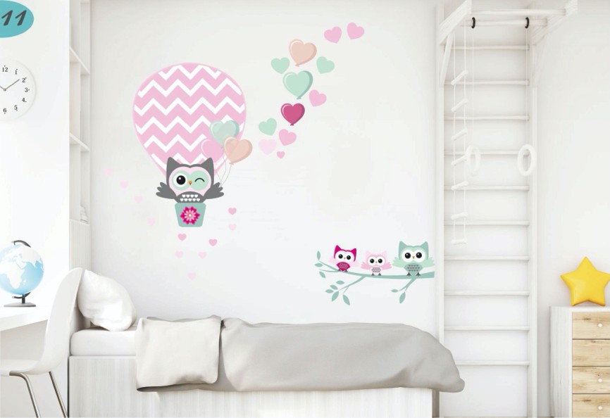 Owl In Love dekoratív falmatrica pasztell színekben 100 x 200 cm