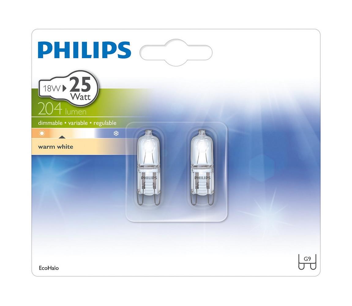 Philips KÉSZLET 2x Ipari izzó Philips ECOHALO G9/18W/230V 2800K 