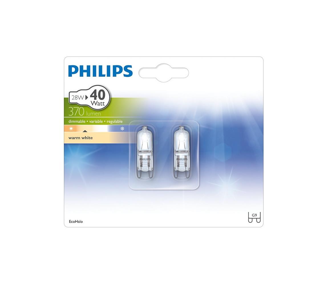 Philips KÉSZLET 2x Ipari izzó Philips ECOHALO G9/28W/230V 2800K 