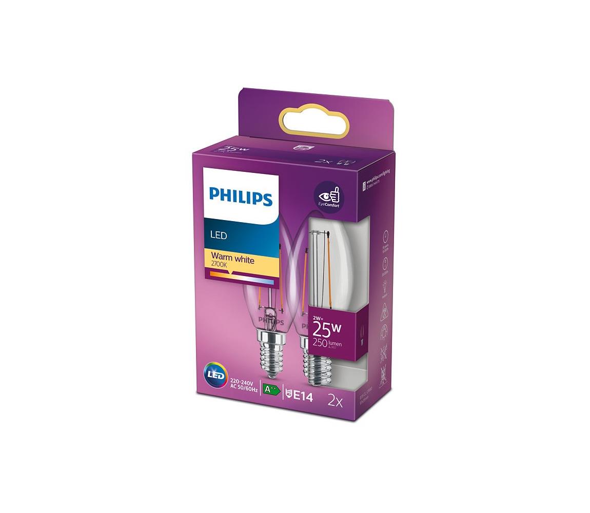 Philips KÉSZLET 2x LED Izzó VINTAGE Philips E14/2W/230V 2700K 