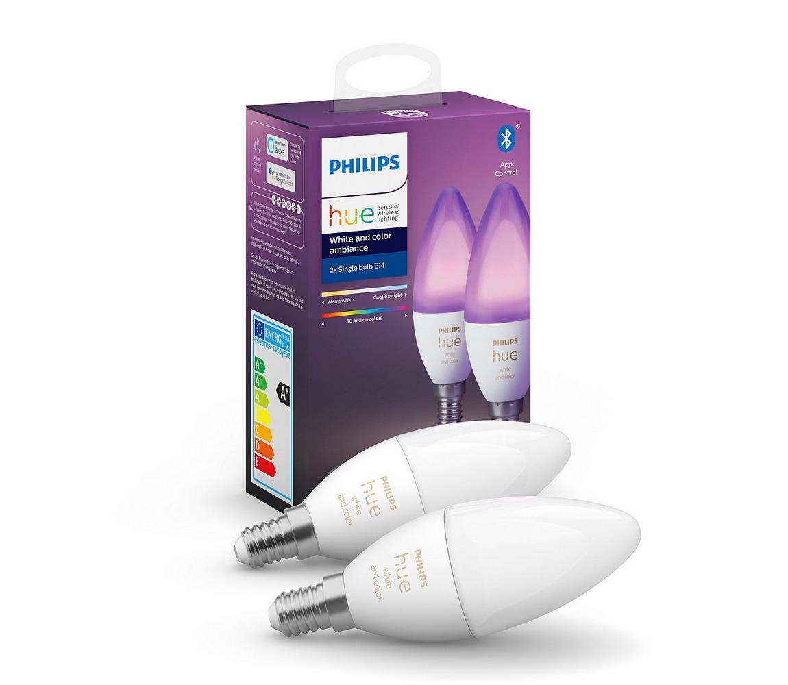 Philips KÉSZLET 2x LED Szabályozható izzó Philips Hue WHITE AND COLOR E14/5,3W/230V 