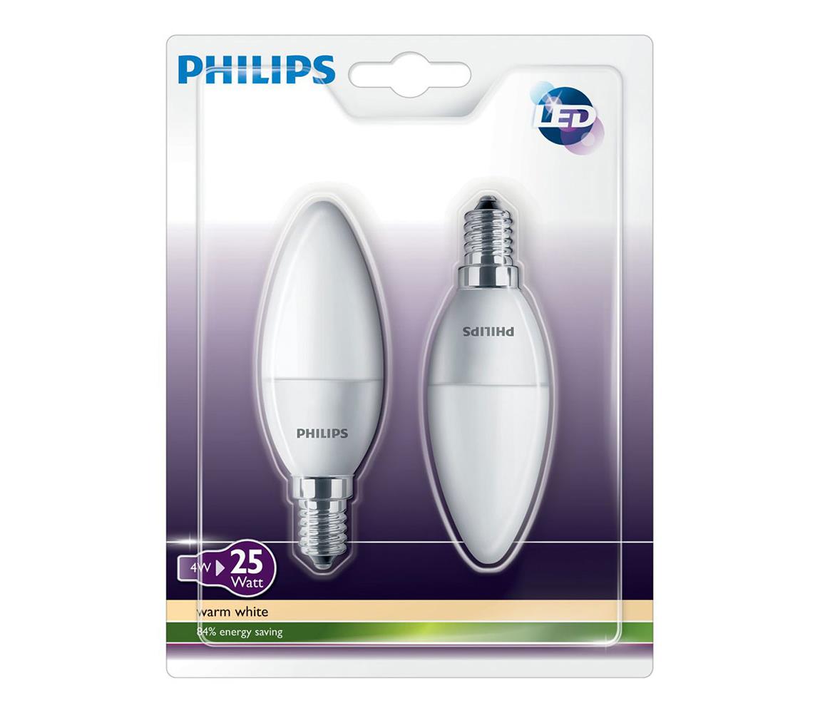 Philips SET 2x LED gyertya Philips E14/4W/230V 