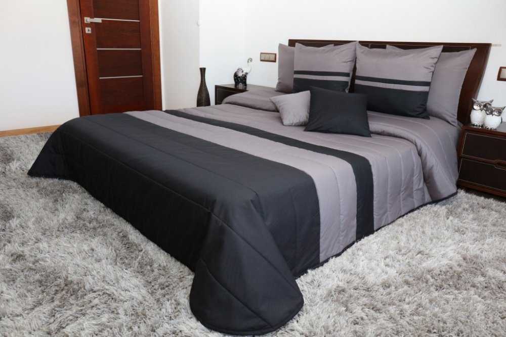 Steppelt szürke fekete ágytakarók Szélesség: 240 cm | Hossz: 240 cm