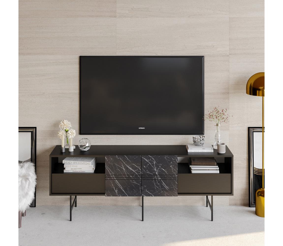  TV asztal DERIN 65x180 cm fekete 