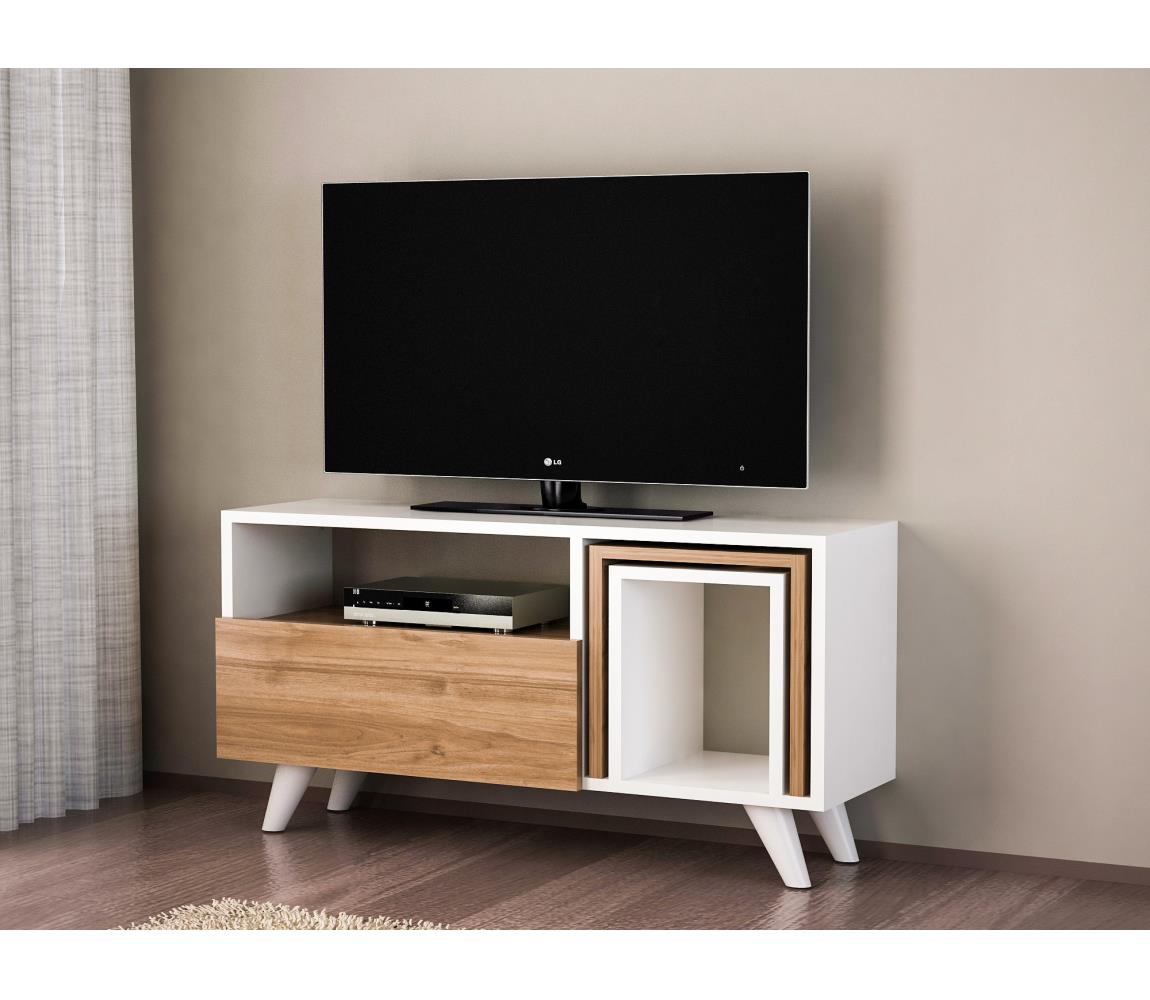  TV asztal NOVELLA 51x90 cm fehér/barna 