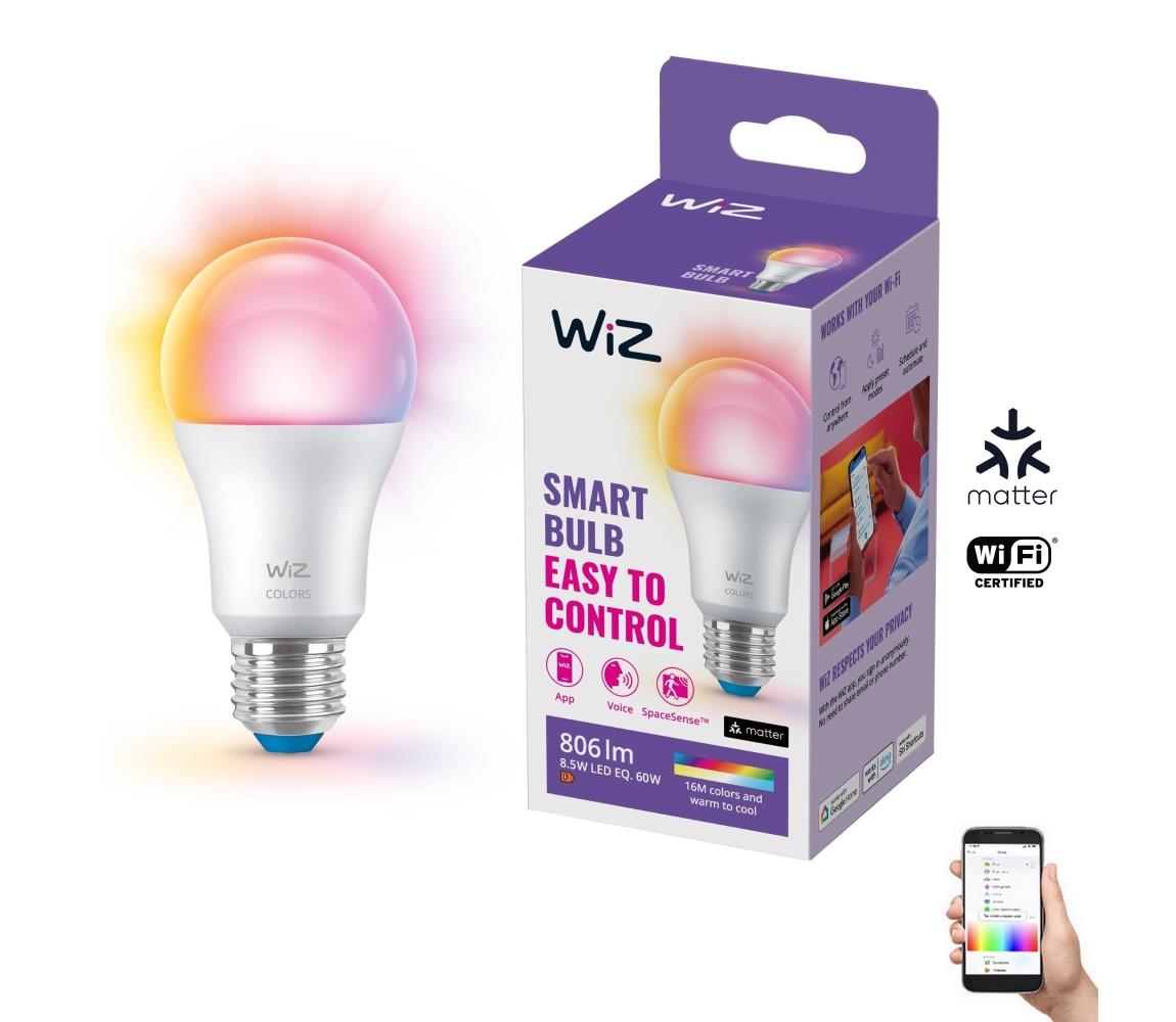 WiZ LED RGB Dimmelhető izzó A60 E27/8,5W/230V 2200