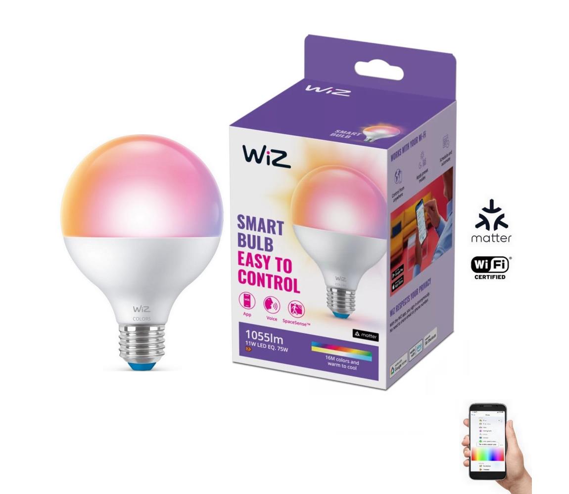WiZ LED RGB Dimmelhető izzó G95 E27/11W/230V 2200