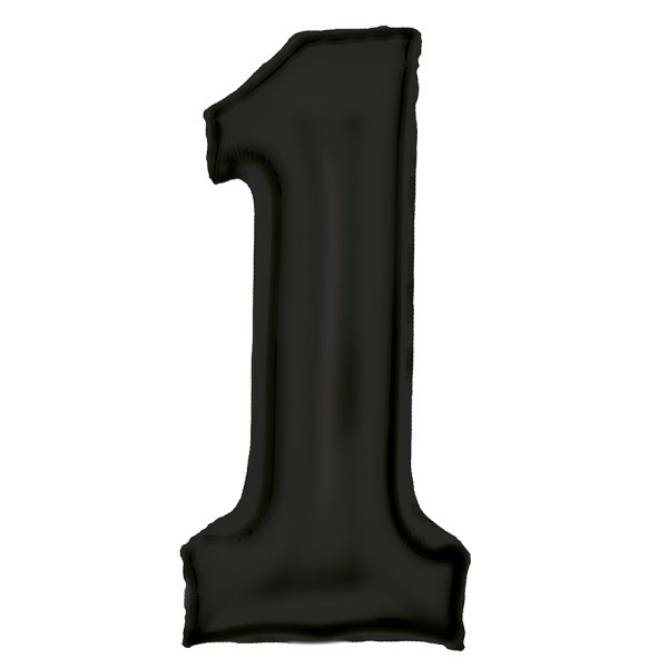 Lustre Black, Fekete 1-es szám fólia lufi 86 cm