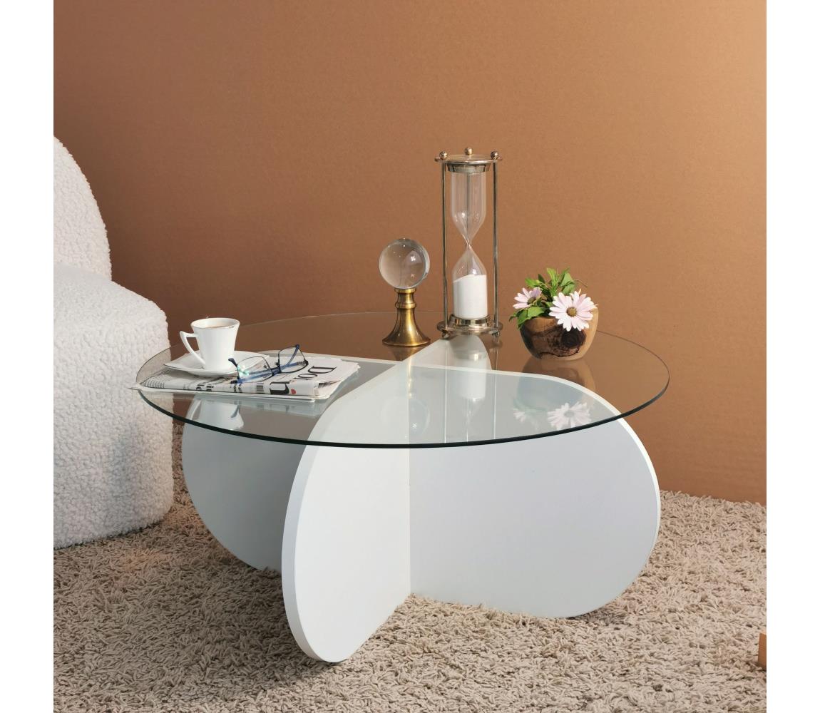  Kávésasztal BUBBLE 35x75 cm fehér/átlátszó 