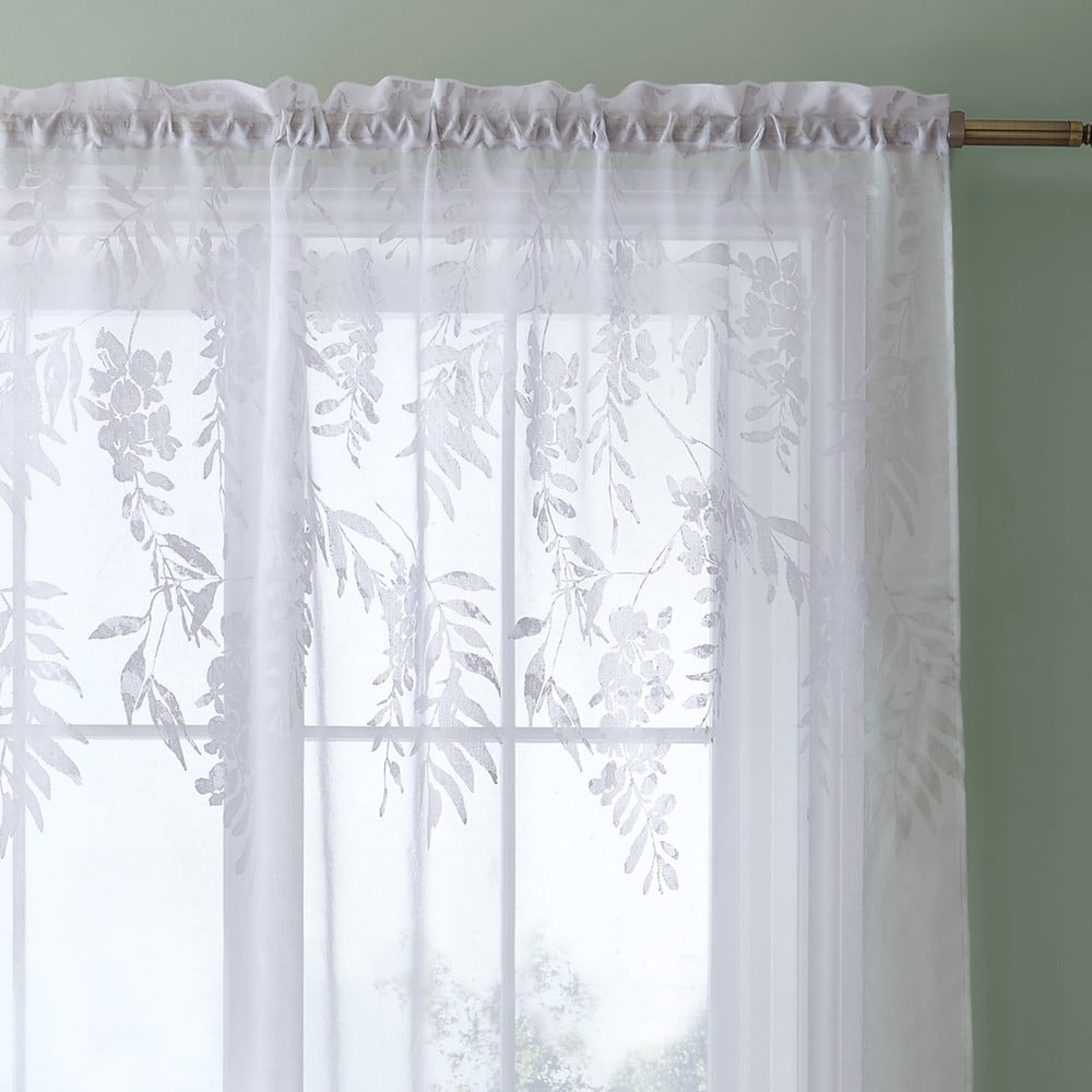 Fehér átlátszó függöny 140x122 cm Wisteria Floral – Catherine Lansfield