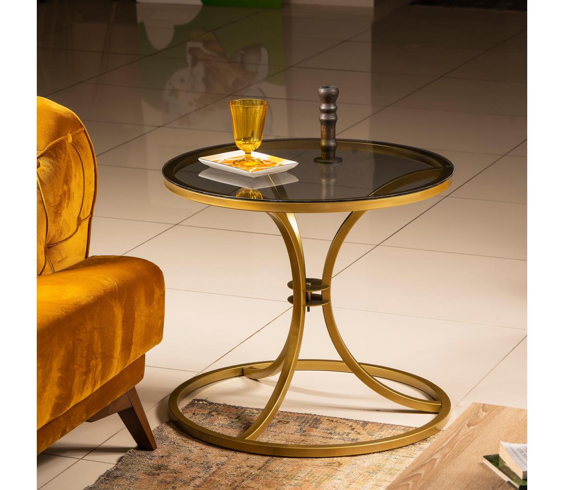  Kisasztal CORLEAONE 57,8x60 cm arany/fekete 