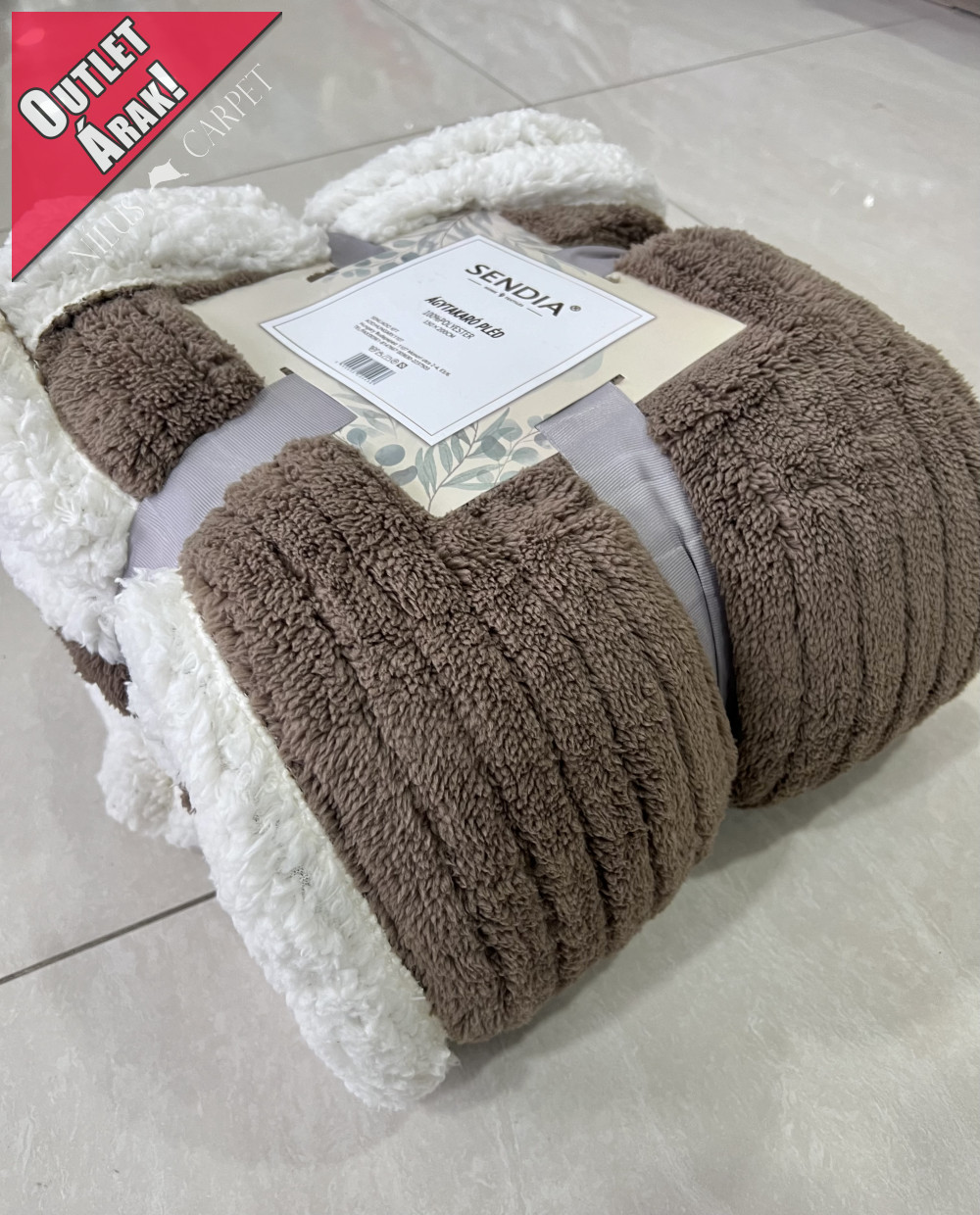 Sheep csíkos vastag barna kétoldalas Luxury ágytakaró/pléd 150x200cm