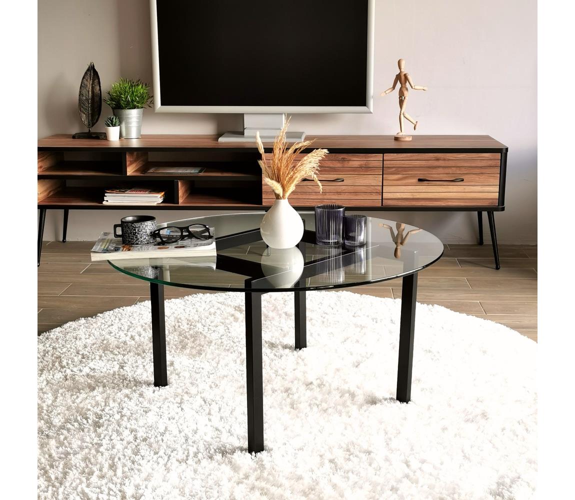  Kávésasztal BALANCE 42x75 cm fekete/átlátszó 