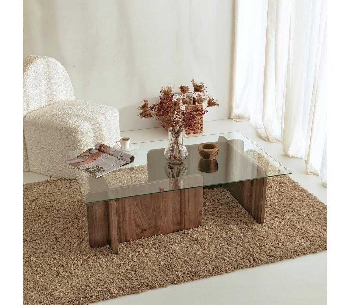  Kávésasztal ESCAPE 30x105 cm barna/átlátszó 