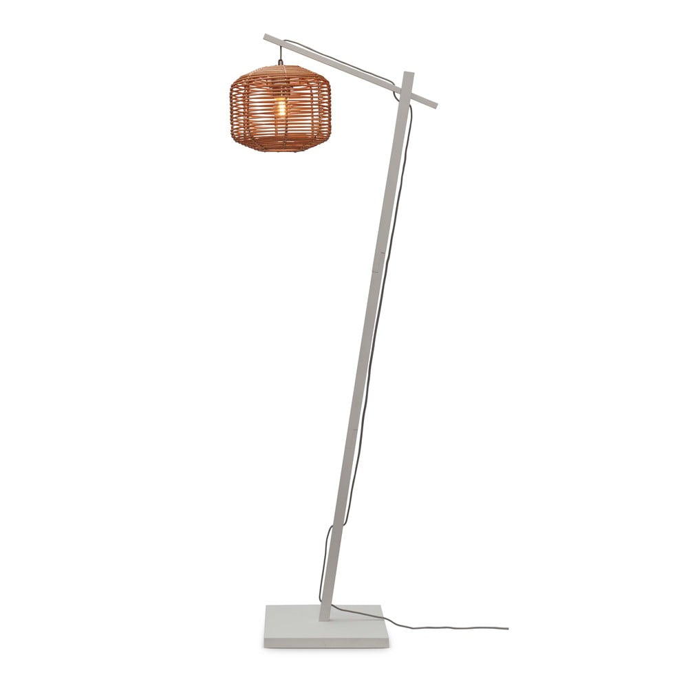 Fehér-natúr színű állólámpa rattan búrával (magasság 150 cm) Tanami – Good&Mojo