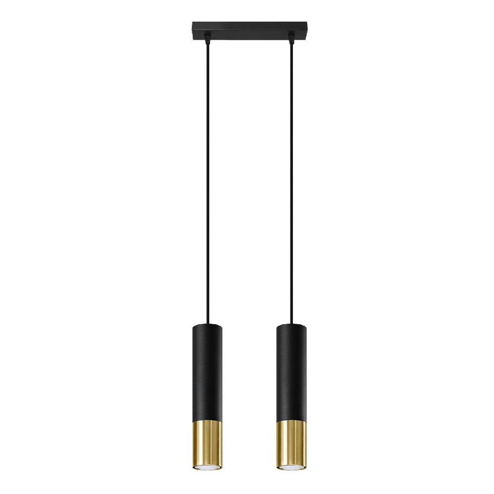 Fekete-aranyszínű függőlámpa fém búrával 30x6 cm Longbot - Nice Lamps