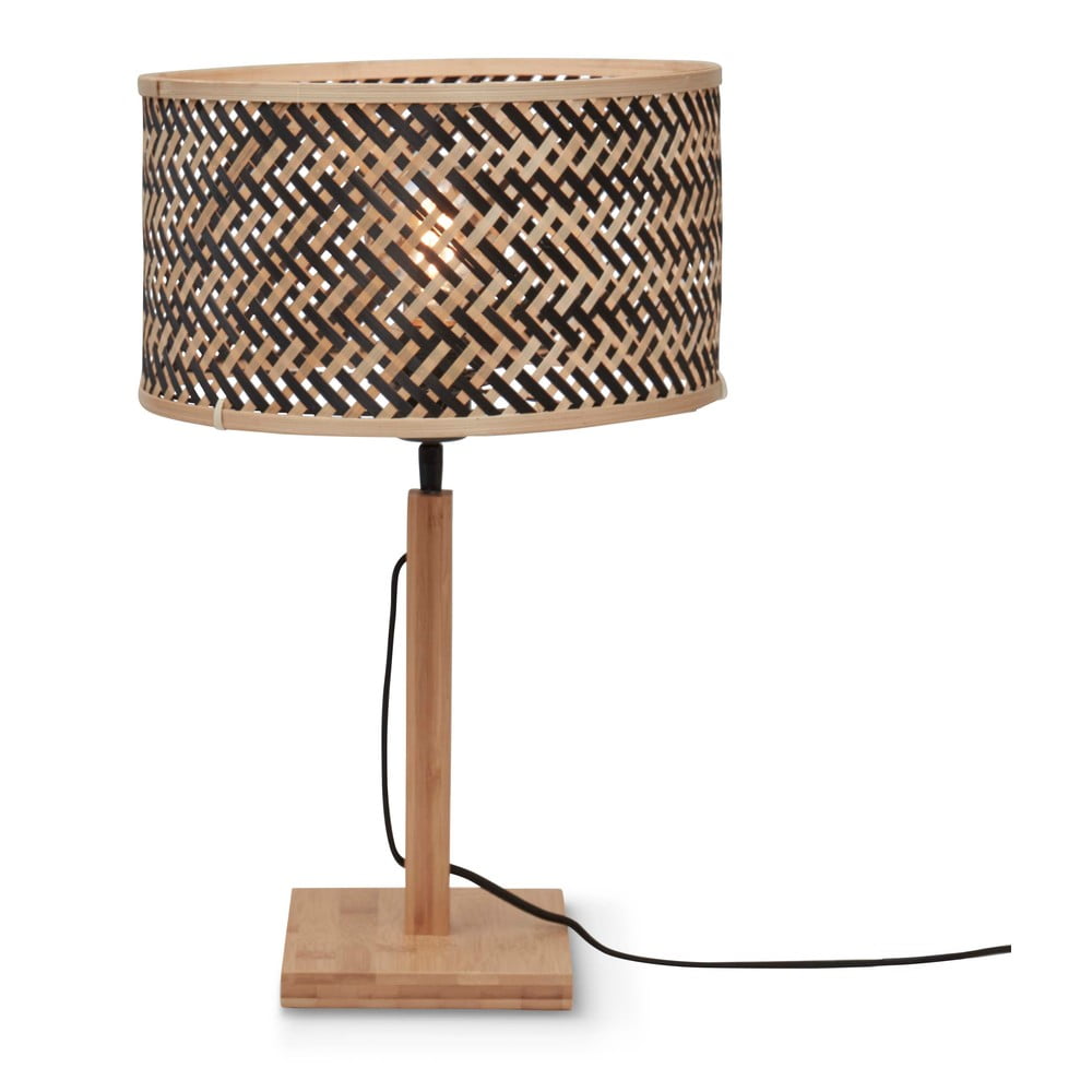 Fekete-natúr színű asztali lámpa bambusz búrával (magasság 38 cm) Java – Good&Mojo