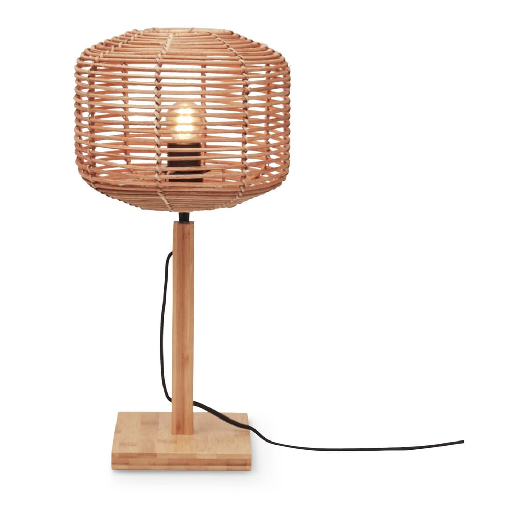 Natúr színű asztali lámpa rattan búrával (magasság 40 cm) Tanami – Good&Mojo