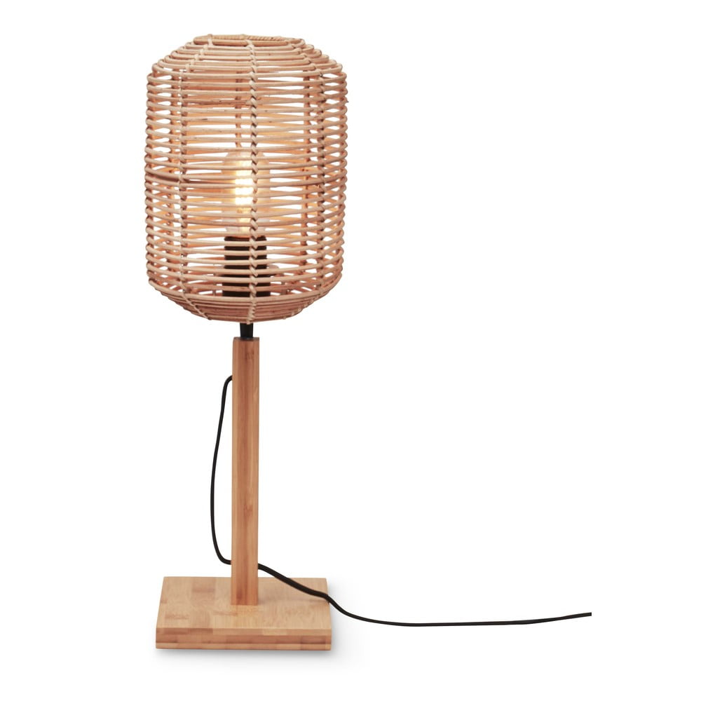 Natúr színű asztali lámpa rattan búrával (magasság 45 cm) Tanami – Good&Mojo