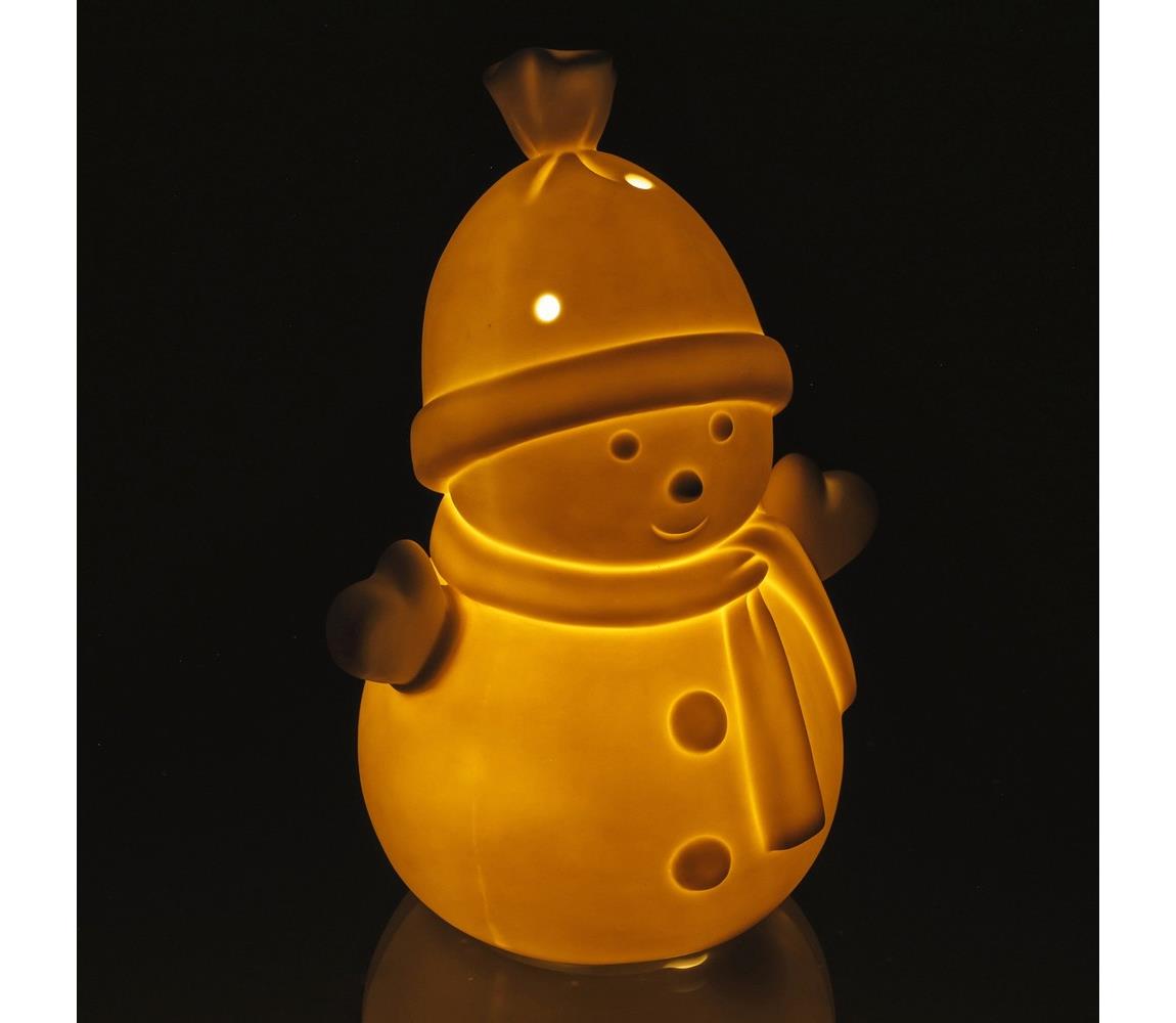  LED Karácsonyi porcelán dekoráció LED/3xLR44 hóember 