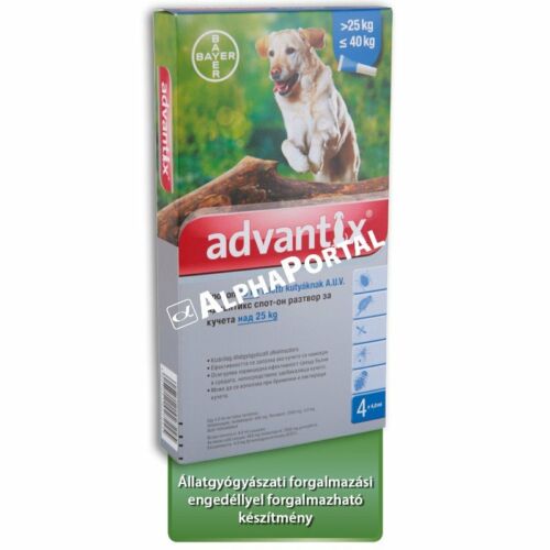 Advantix spot on 25-40 kg közötti kutyáknak A.U.V. 4 x 4 ml