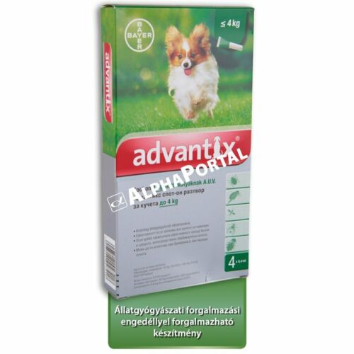Advantix spot on 4 kg alatti kutyáknak A.U.V. 4 x 0,4 ml