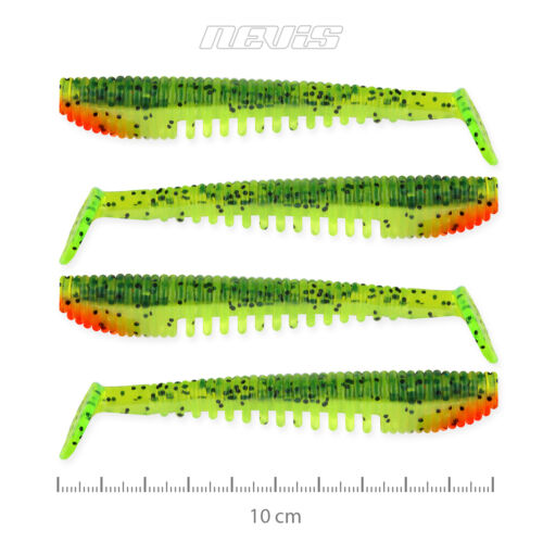 Impulse Shad 10cm 4db/cs Zöld-Narancs Flitter