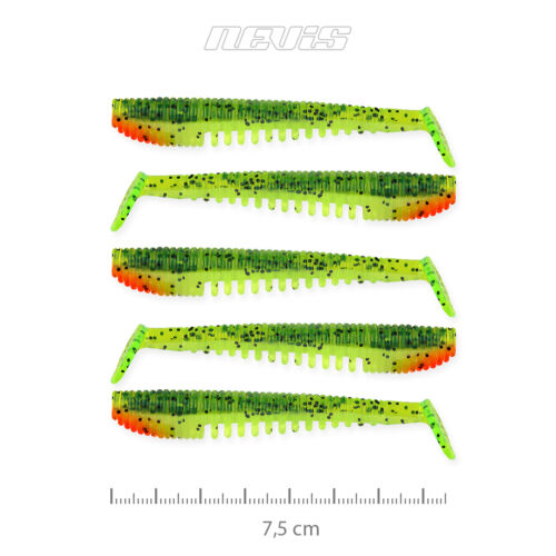 Impulse Shad 7.5cm 5db/cs Zöld-Narancs Flitter